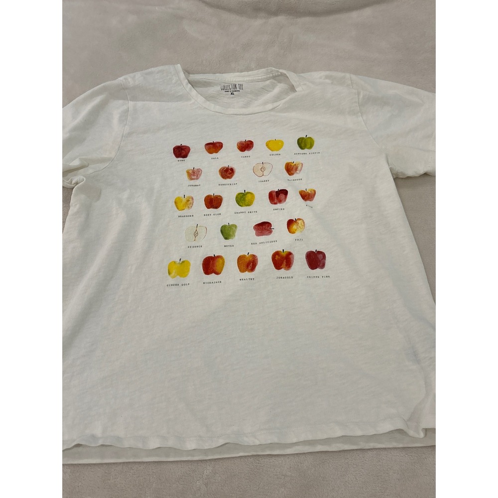 J.Crew Collector Tee Apple Varieties Graphic T-Shirt White XL